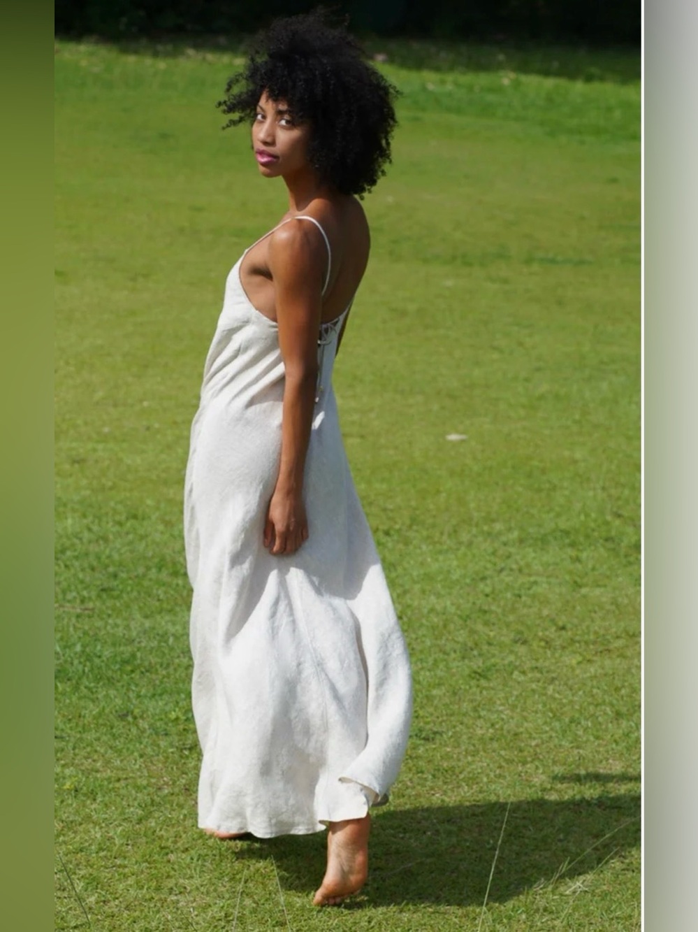 ISABELLA V. Nafisseh Bias Maxi Linen Dress